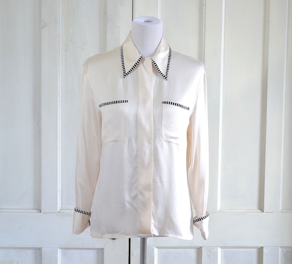 Vintage Chanel Silk Blouse Designer Silk Shirt - Etsy Finland