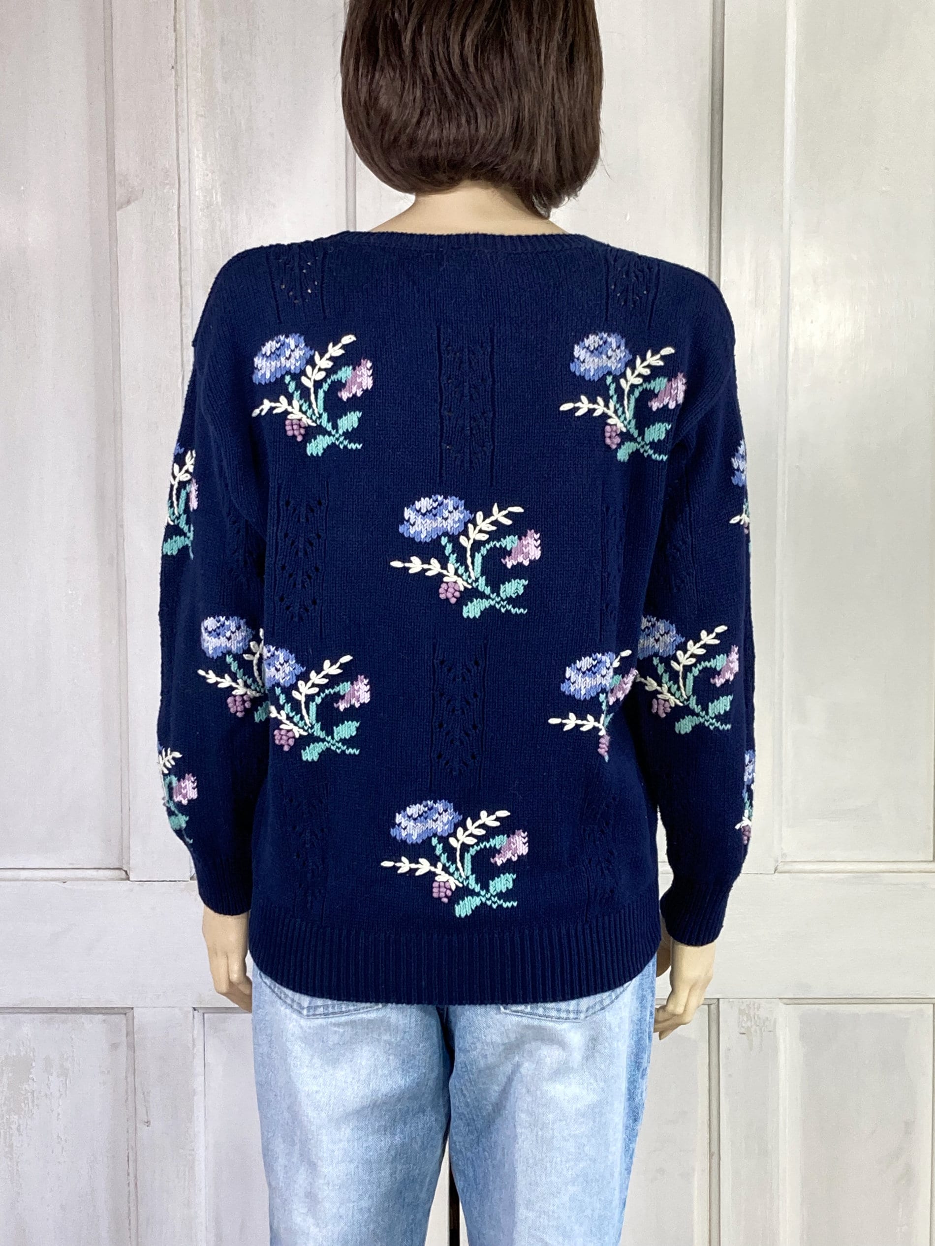 Vintage Laura Ashley Embroidered Sweater - 90s Cottagecore Cotton
