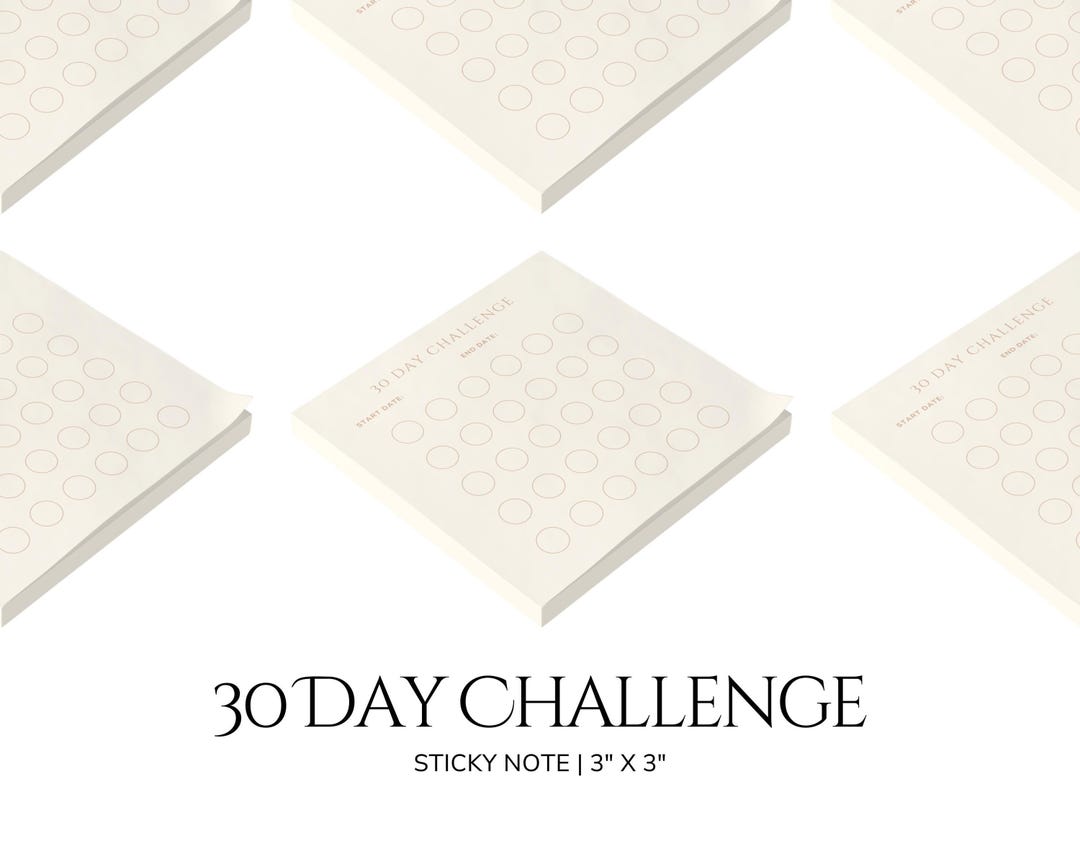 Goal Sticky Note Monthly Progress Pad My Challenge Tracker 30 Day ...