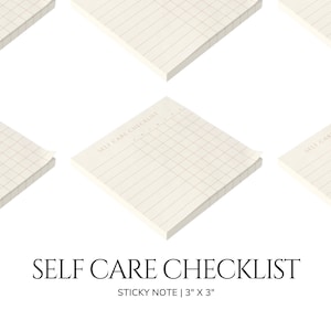 Self Care Checklist Sticky Note Pad Selfcare Essentials Postit Notes Self Care List