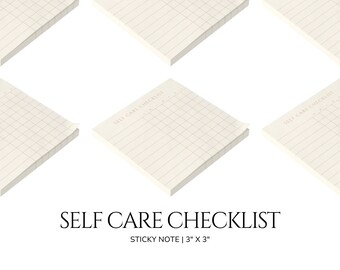 Self Care Checklist Sticky Note Pad Selfcare Essentials Postit Notes Self Care List