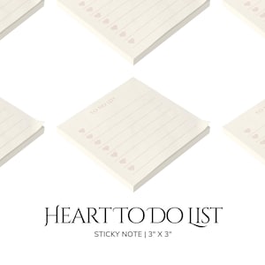 Daily To Do List Sticky Note with Heart Checklist Minimalist To-do List Pad Tearable Notepad Tiny Note Pad Notes List
