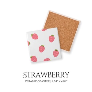 Strawberry Ceramic Coaster Cute Drink Coaster One of a Kind Coffee Coaster Unique Housewarming Gifts for Strawberry Lovers