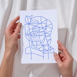 Impressions d'art au trait minimalistes Mini art mural Mini impressions Art original Carte postale Carte postale imprimée Cartes postales d'art uniques Posters d'art du cubisme