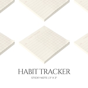 Puede incluir: Un paquete de notas adhesivas de 7,62 cm x 7,62 cm con un patrón de cuadrícula y el texto "Habit Tracker" impreso en ellas.