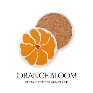Orange Coaster Flower Ceramic Coaster Drink Unique Housewarming Gift for Couples Home Gifts