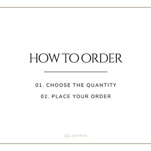 May include: A white informational graphic with a thin border containing the black text HOW TO ORDER, followed by a horizontal line, and two numbered steps: 01. CHOOSE THE QUANTITY and 02. PLACE YOUR ORDER. The bottom center features the text LILI AVENUE.
