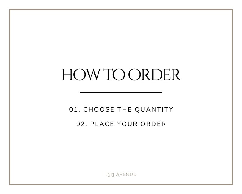 May include: A white informational graphic with a thin border containing the black text HOW TO ORDER, followed by a horizontal line, and two numbered steps: 01. CHOOSE THE QUANTITY and 02. PLACE YOUR ORDER. The bottom center features the text LILI AVENUE.