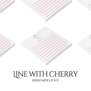 Line Sticky Note Cherry Cute Writing Pad Square Notepads Red Note Pad Notes Planner Supplies Stationery