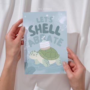 Lets Shellabrate Turtle Birthday Card For Her Pun Card Happy Birthday Turtle Card Ocean Birthday Card Beach Theme Greeting Card Ocean Bday