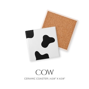 Cow Coaster Farmhouse Decor Gift for Cow Lovers Gift Housewarming Coffee Coaster with Cork Backing