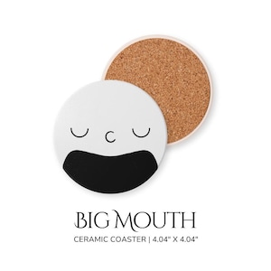Unique Ceramic Coaster for Office Gift Coaster Round Cork Backing Funny Coaster Housewarming Gift Home Decor