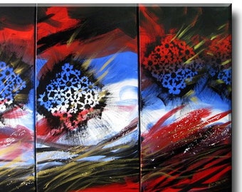 3 panel wall art, stencil painting, stencil artwork,3 panel painting, flowers painting, contemporary painting, floral,abstract art, triptych