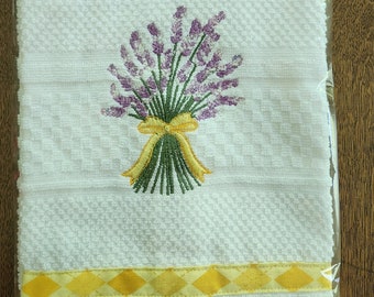 lavender bouquet hand towel, lavender decor matching towels, lavender flowers towel, lavender kitchen towel