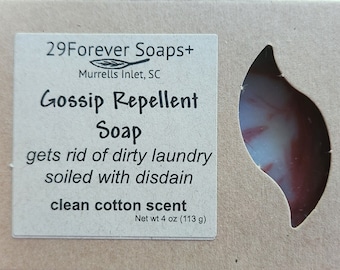 Funny soap, funny gossip repellant gift, gift for gossip hater, gift for gossiper, gift for coworker, white elephant gift, cotton scent soap