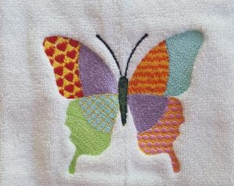 Butterflies Hand Towel - embroidered multi-color butterfly - butterfly decor - butterfly bathroom towel - butterfly kitchen towel