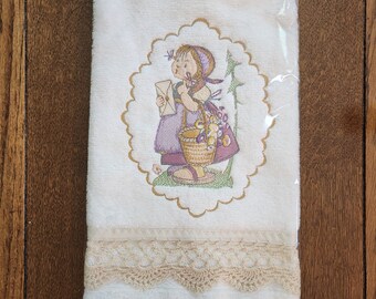 Letter Girl Hummel figurine towel, gift for Mom