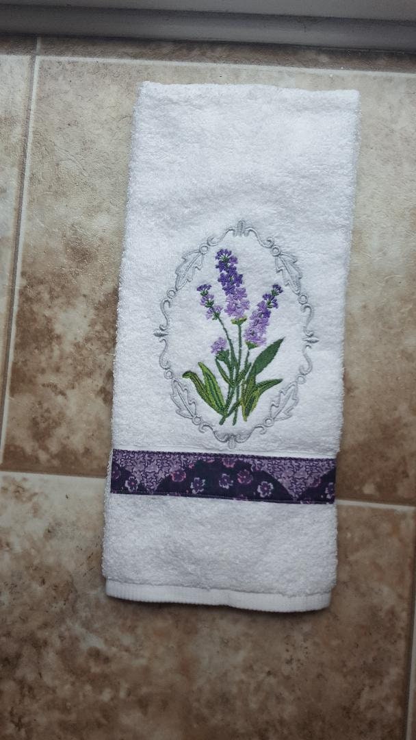 Lavender Border Embroidered Hand Towel Lavender Towel Etsy