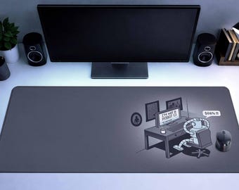 Funny Robot Gamer Desk Mat Computer Programmer Deskmat IT Work Mouse Pad
