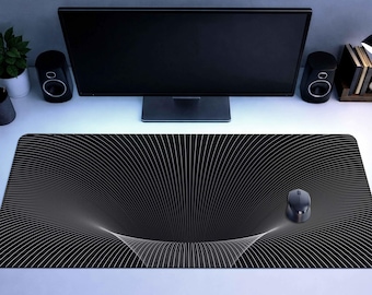 Geometric Desk Mat Black Optical Illusion Gaming Deskmat Programmer Work Mat