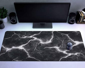 Lightning Desk Mat Black Gaming Deskmat Electric Gamer Computer Mat