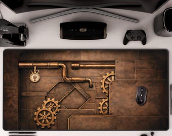 Steampunk Desk Mat Vintage Engineer Gears Gaming Mouse Pad