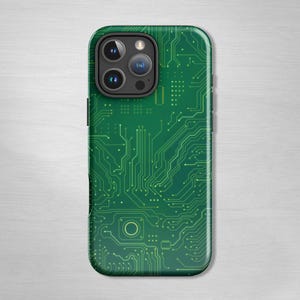 Green Circuit Board iPhone Case – Tech Art Phone Cover, Digital Motherboard iPhone® Case