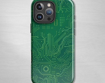 Green Circuit Board iPhone Case – Tech Art Phone Cover, Digital Motherboard iPhone® Case