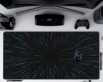 Space Light Speed Gaming Desk Mat Space Warp Speed Galaxy Gamer Deskmat
