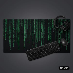 Alfombrilla de escritorio Matrix, alfombrilla de escritorio para juegos de código binario, alfombrilla de trabajo para programador imagen 3