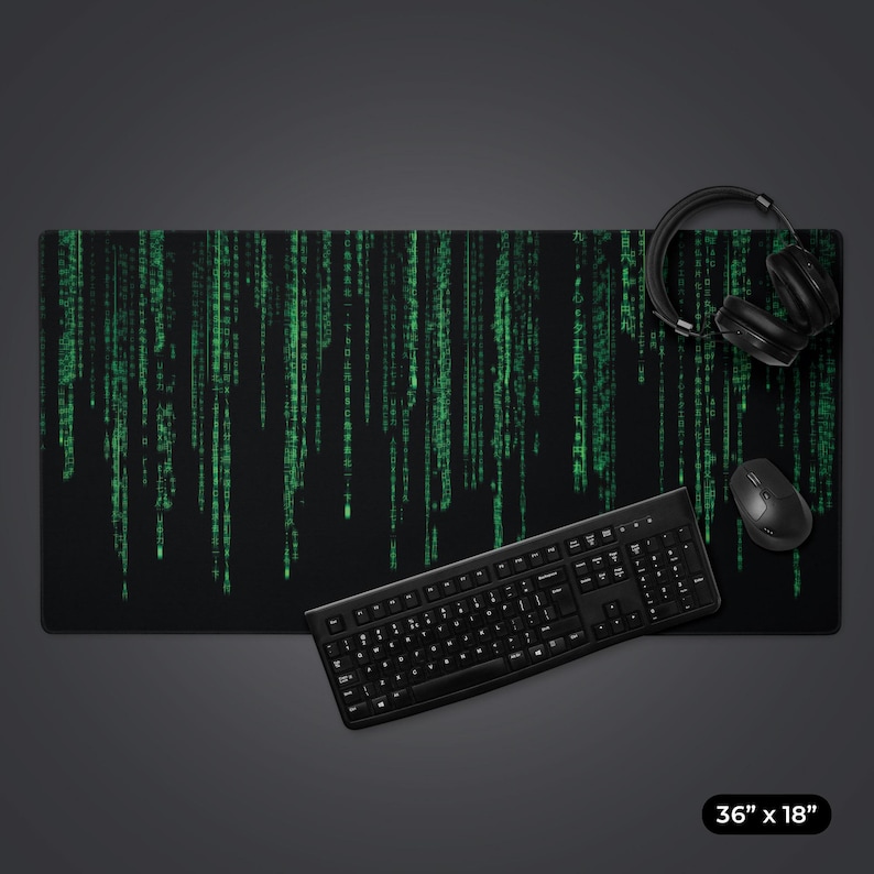 Alfombrilla de escritorio Matrix, alfombrilla de escritorio para juegos de código binario, alfombrilla de trabajo para programador imagen 3