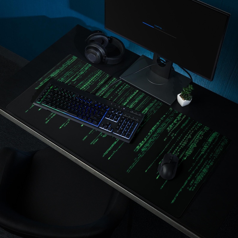 Matrix Desk Mat Binary Code Gaming Deskmat Programmer Work Mat