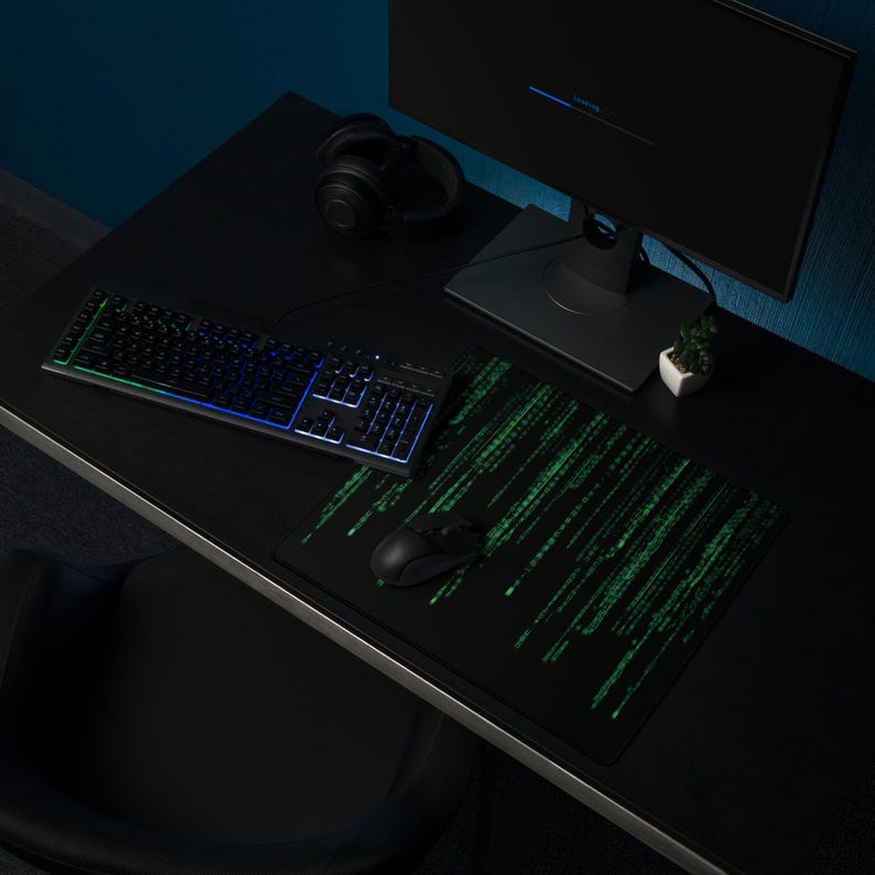 Matrix Desk Mat Binary Code Gaming Deskmat Programmer Work Mat