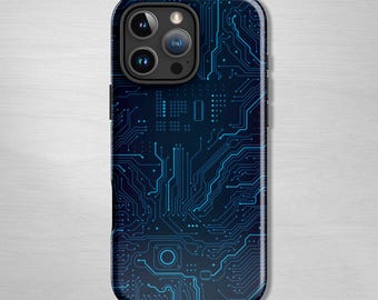 Blue Circuit Board iPhone Case – Tech Art Phone Cover, Digital Motherboard iPhone® Case