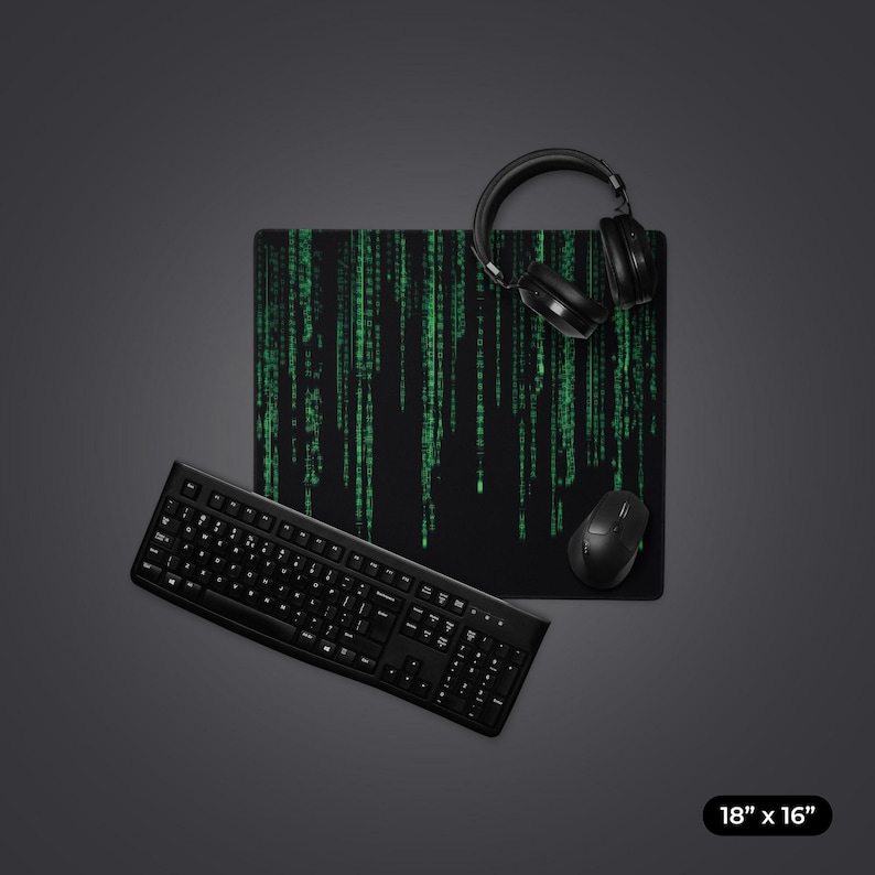 Alfombrilla de escritorio Matrix, alfombrilla de escritorio para juegos de código binario, alfombrilla de trabajo para programador imagen 2