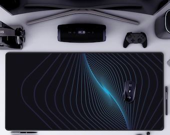 Geometric Lines Desk Mat Sci-fi Neon Blue Mousepad Gaming Deskpad