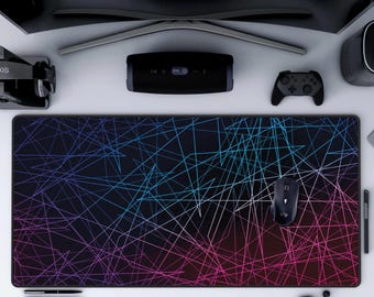 Geometric Neon pattern Desk Mat 80s Neon Work Deskmat Gaming Desk Pad