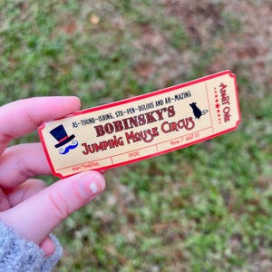 Coraline Inspired Vinyl Sticker / Bobinsky’s Jumping Mouse Circus Ticket Sticker