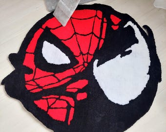 Spiderman Rug,Tufted Rug,Marvel Rug,Superhero Rug, Cool Rugs,Nursery Rug,Round Rug,Custom Rug,Area Rug,Movie Decor,Custom Gift,Kids Room Rug