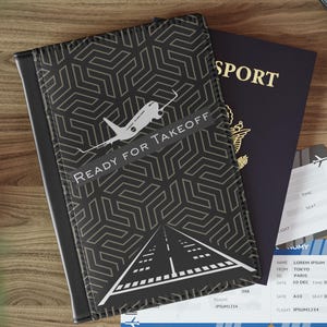 Airplane Passport Cover: RFID Faux Leather Travel Wallet