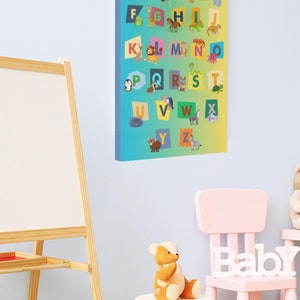 Animal Alphabet Canvas: Kids Nursery Educational Wall Art