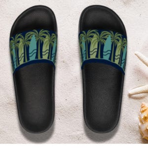 Men Sandals, Surfboard Themed Men&#39;s Footwear, Beach Shoes, Summer Slides, Men&#39;s Fashion, gift for him, men slippers, men slide sandals