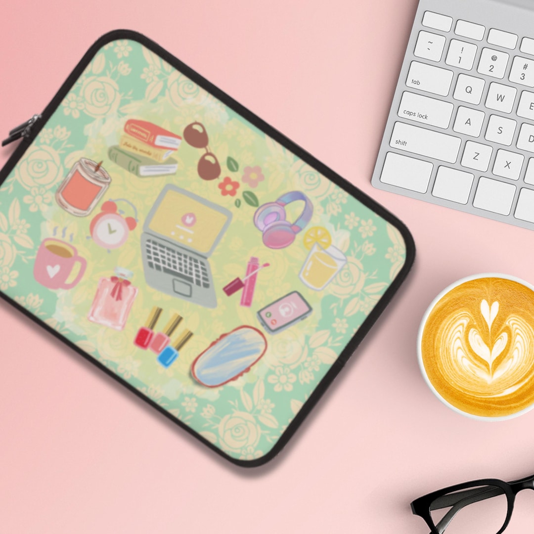 Girly Laptop Sleeve, Teen Girl Back to School Soft Colors Floral ...