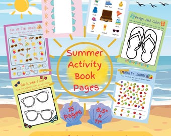 Summer Activity Book for Kids: 25 Printable Pages, Puzzles, Mazes (PDF Download)