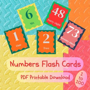 Schede didattiche stampabili con i numeri da 1 a 100, PDF colorati da scaricare, schede didattiche con i numeri per bambini con ortografia, istruzione parentale, scuola materna, apprendimento Montessori