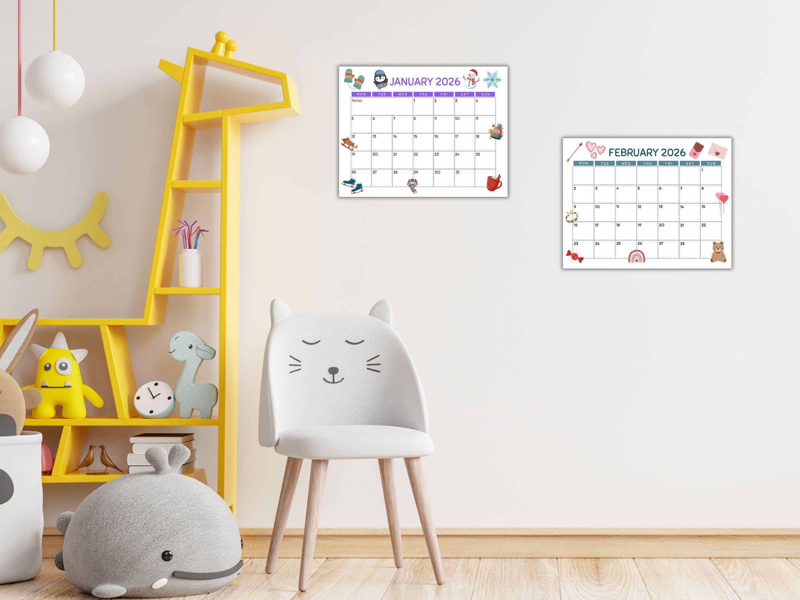 2026 Kids Calendar Printable, Homeschool Classroom Decor (PDF Download ...