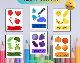 Tarjetas didácticas a color imprimibles en PDF / Actividades de aprendizaje preescolar / Tarjetas didácticas educativas para niños pequeños / Descarga digital