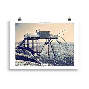 Póster de Carrelet de la Costa Atlántica – Impresión japonesa azul y blanca – Póster, ilustración, arte mural