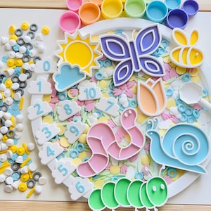 Spring Garden Sensory Bin Set, sorting trays, counting, filler mix