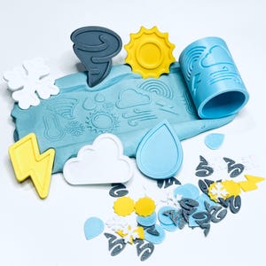 Weather Sensory Bin Set, Eco Tray Montessori Toys, Bio Tray for Open Ended Play, Child Led Learning, Weather Counters & Tools